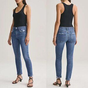 NWT Agolde Toni Mid Rise Straight Fit Blue Denim Jeans in Stratosphere Wash